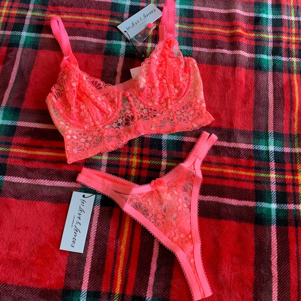 NWT For Love & Lemons Bra Panty Set Small